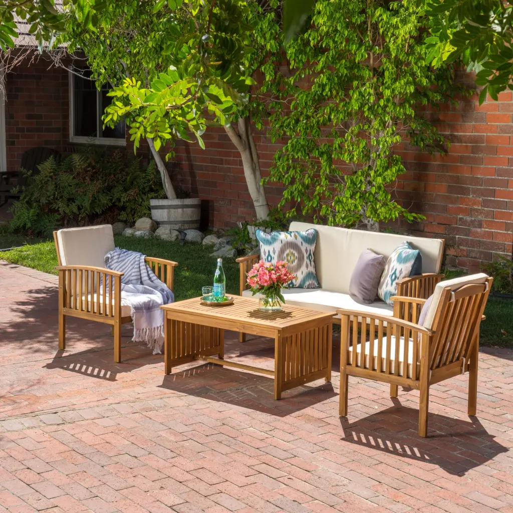 4Pc Chat Set Brown Wood nh-comfortcove