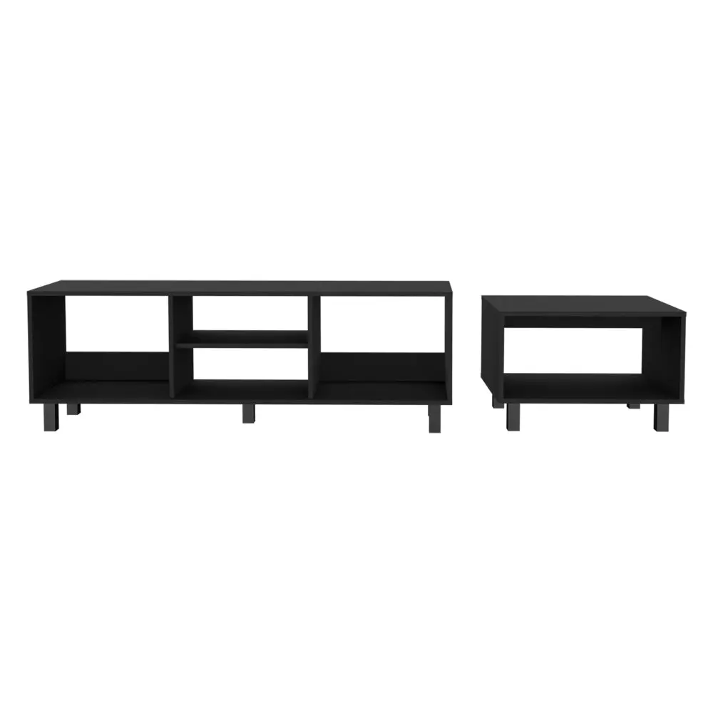 2Pc Living Room Set Millville Black Black Particle Board treevol furniture