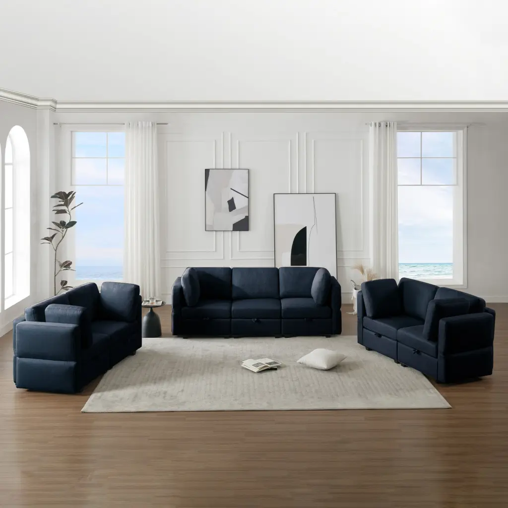 Living Room Home Decor 7 Piece Set Including 3 Seater Sofa and 2 Chairs ui furniture