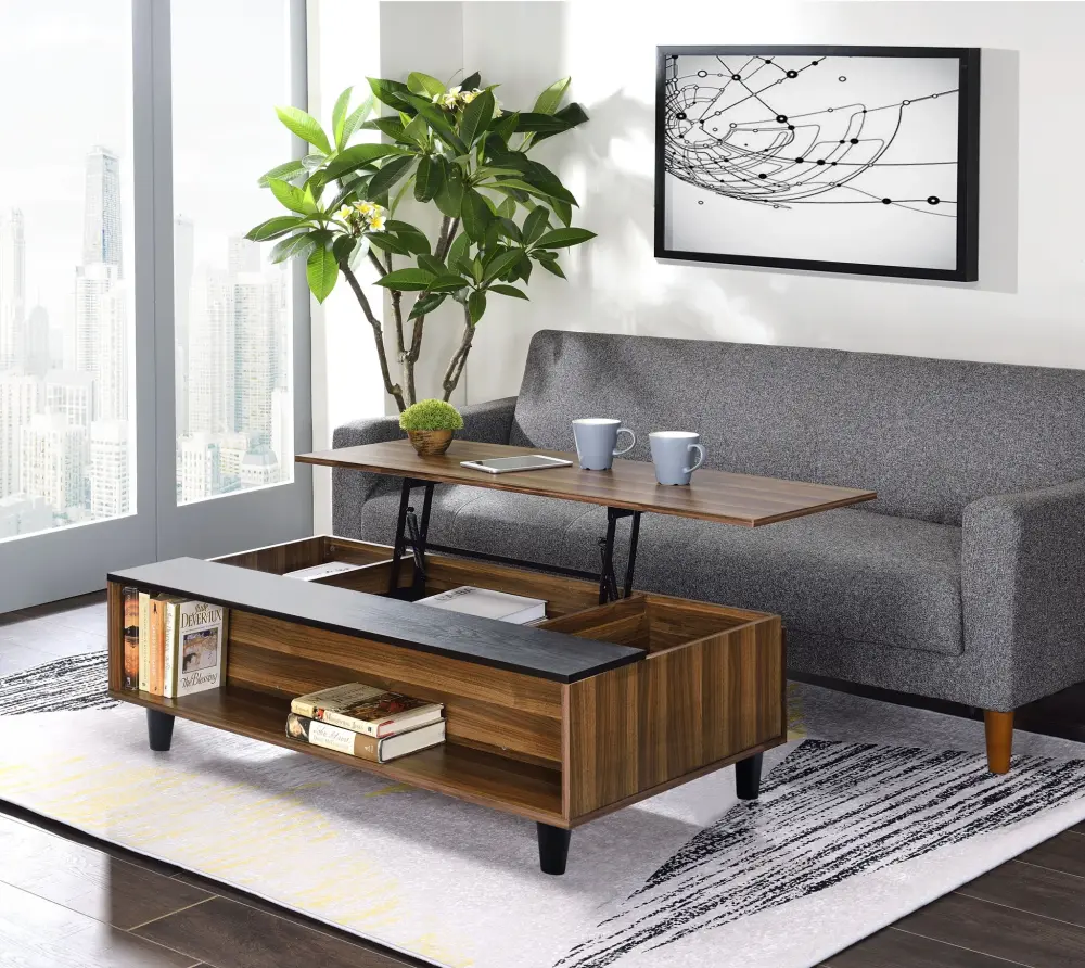 Avala - Coffee Table Lift Top - Walnut / Charcoal