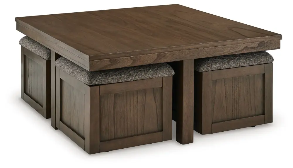 Boardernest - Cocktail Table 4 Stools adjust 5) - Brown