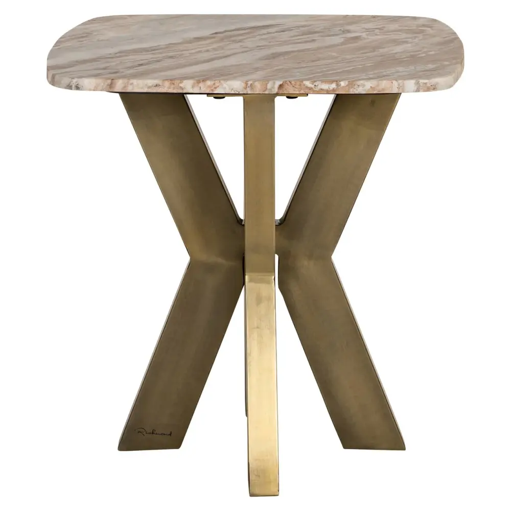 Bottega Marble End Table - Organic & Brass