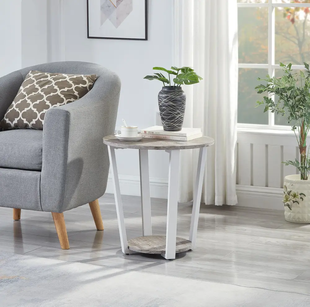Elysian - Contemporary Round End Table Shelf - Graphite