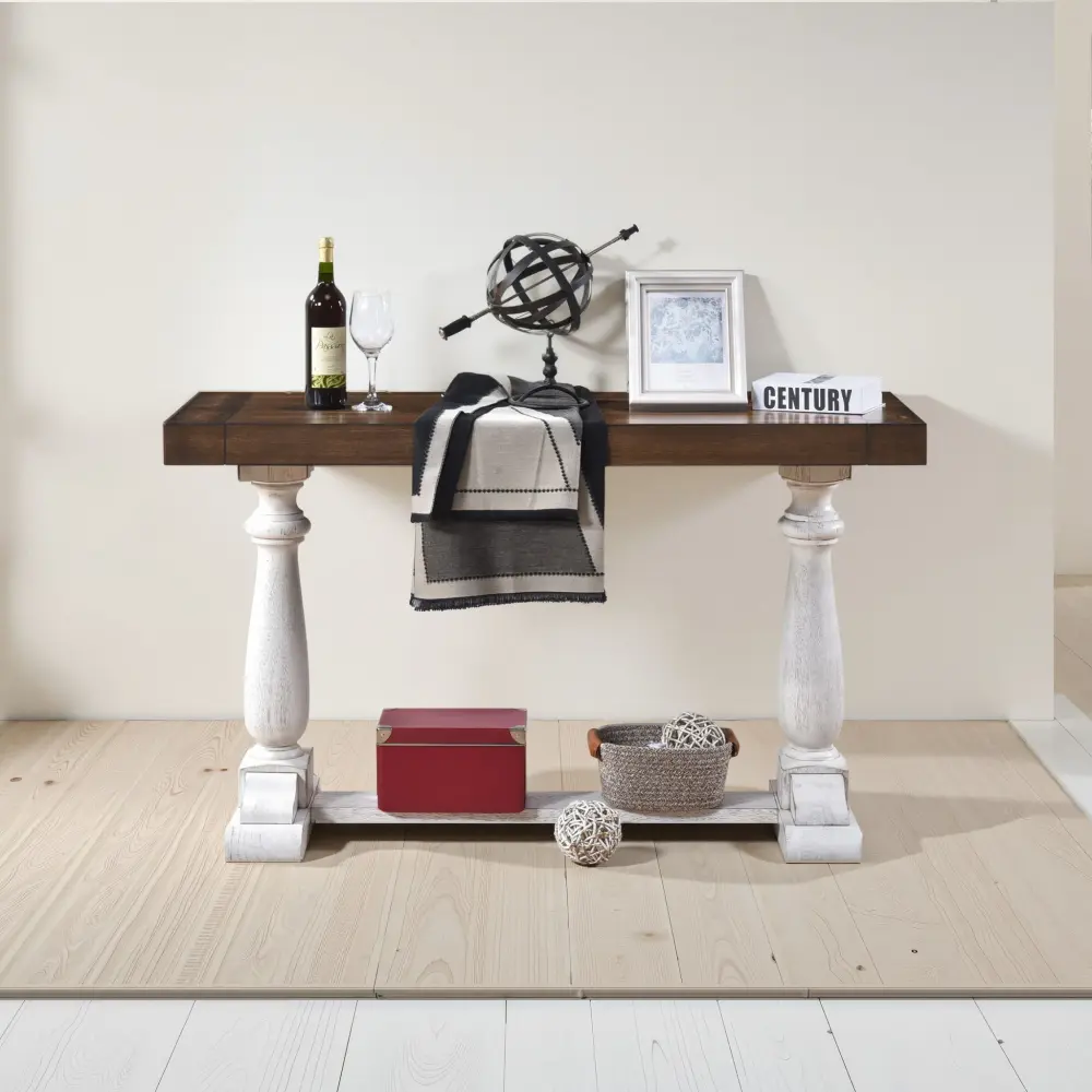 Farmhouse Throwback Design Pedestal Sofa Tabe