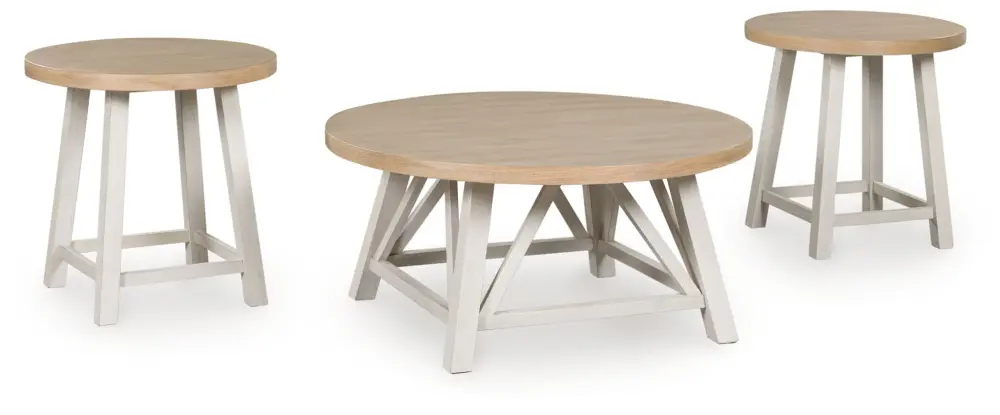 Fawndell - Occasional Table Adjust (Set 3) - Antique White / Brown