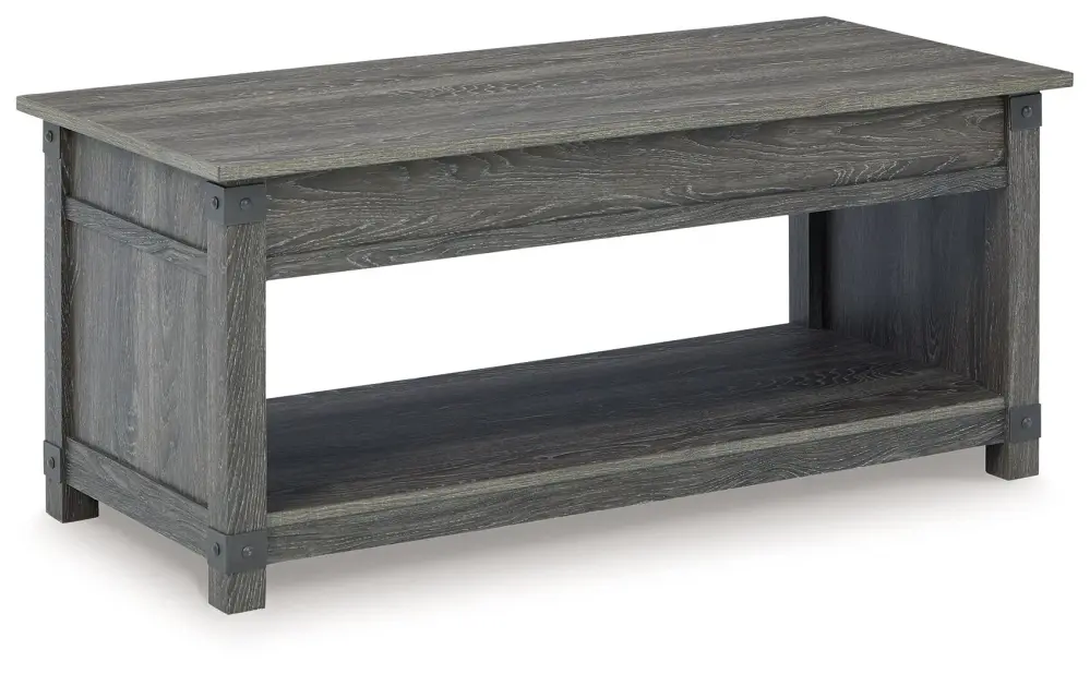 Freedan - Rect Lift Top Cocktail Table - Grayish Chocolate