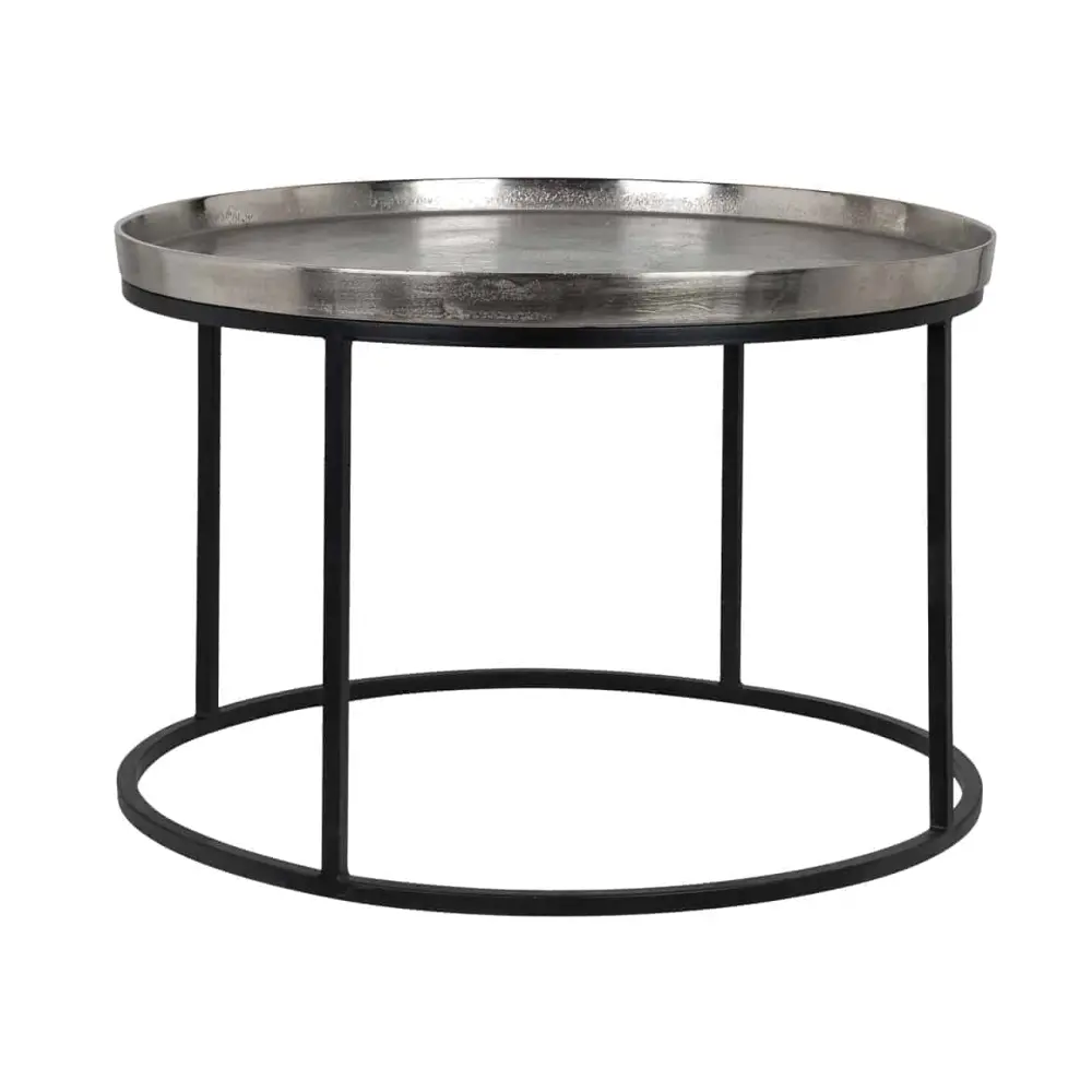 Lyam Round Coffee Table - Quicksilver & Black