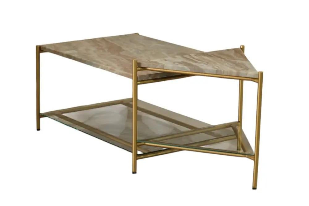 Modrest Mosk - Sleek Marble + Glass + Brass Coffee Table