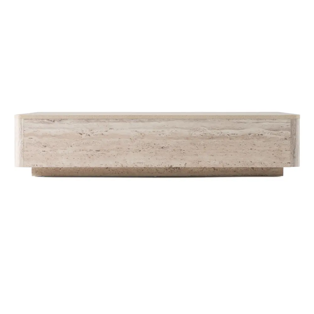 Nova Domus Roma - Sleek Faux Travertine Rectangular Coffee Table