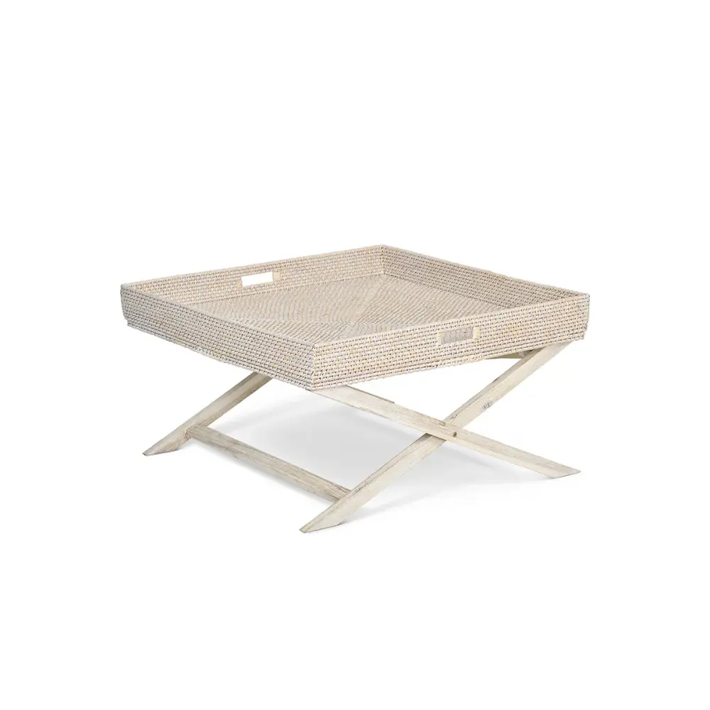Wittering Rattan Square Coffee Tray Table - Snow
