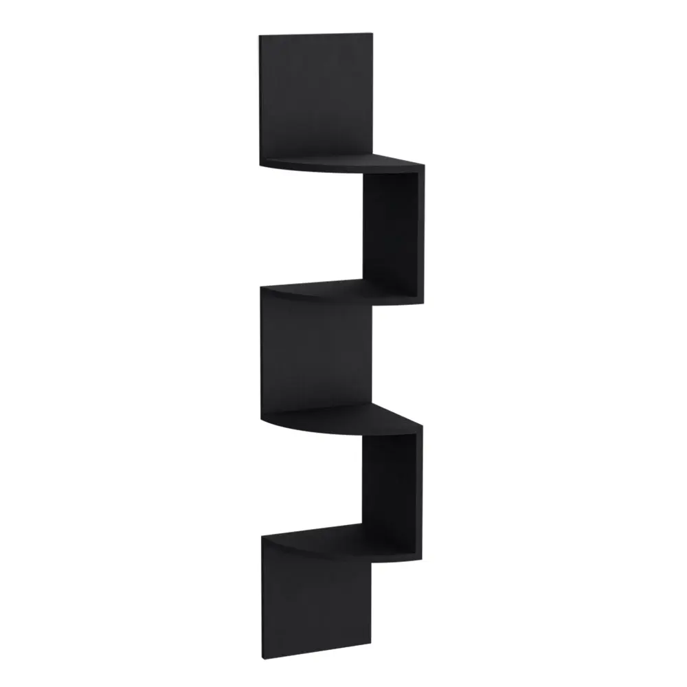 Shelf Crestone Black Particle Board Engineered Wood Living Room Shelf treevol furniture