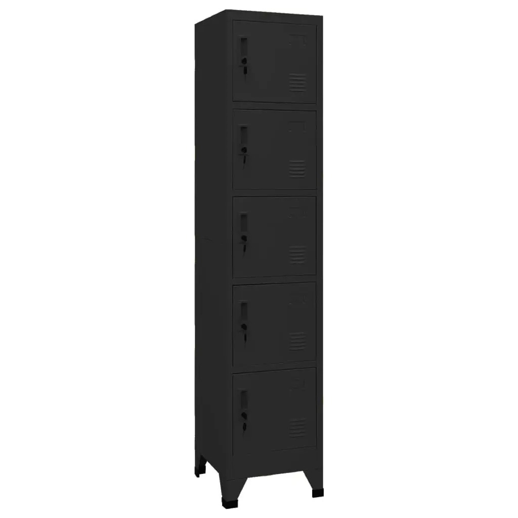 Locker Cabinet Black 15x15.7x70.9 Inches Steel Durable Storage Solution
