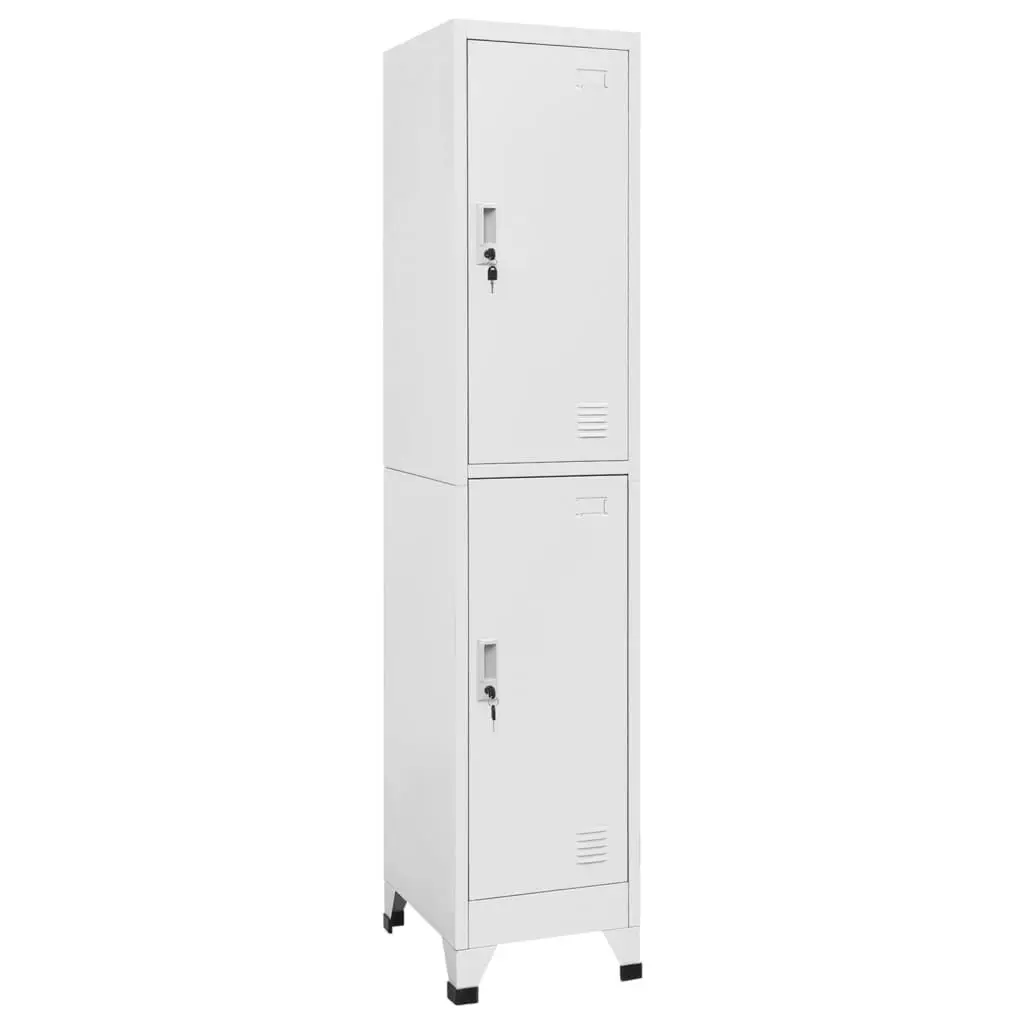 Locker Cabinet 2 Compartments 15x17.7x70.9 Inches Steel Organization