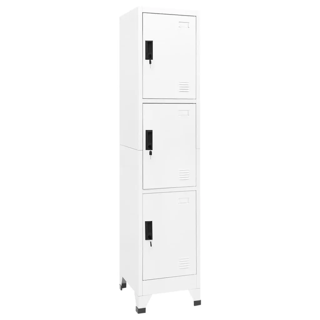 Locker Cabinet White 15x17.7x70.9 Inches Steel School or Gym Storage