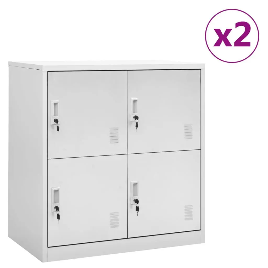 Locker Cabinets 2 pcs Light Gray 35.4x17.7x36.4 Inches Steel Storage Cabinet