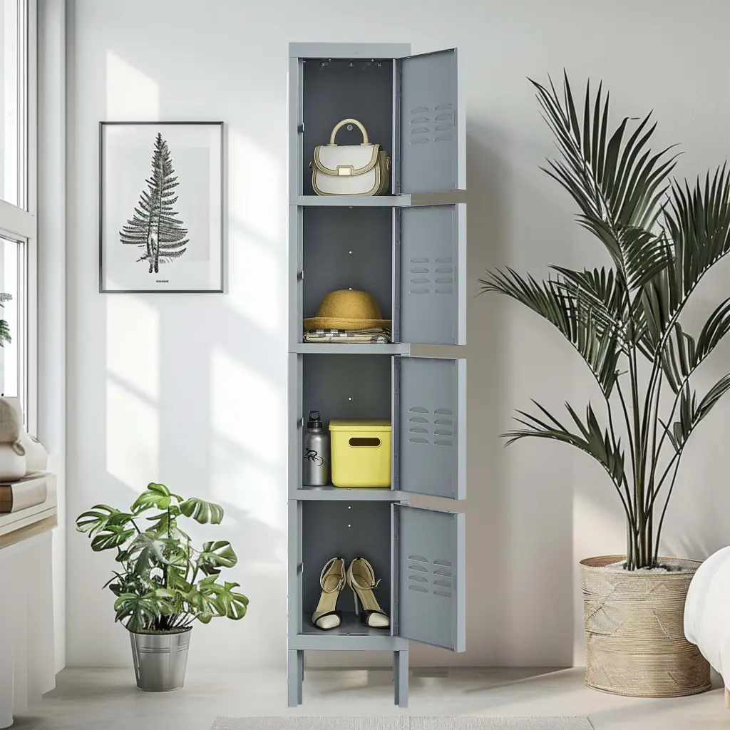 4 Door 66 Inch High Metallic Lockers Lock Employees Storage Locker Cabinet makeace art home furniture
