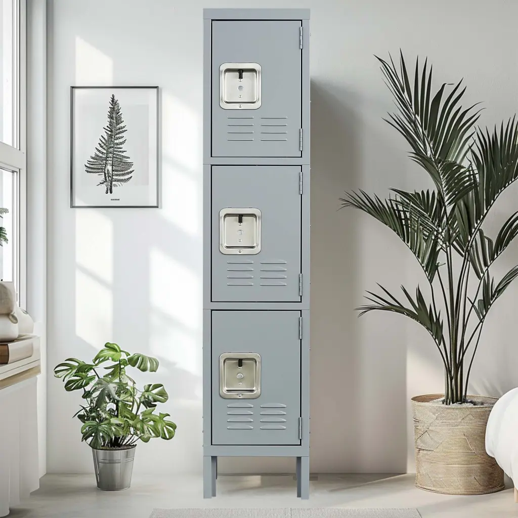 3 Door 66 Inch Metal Lockers Lock Employees Storage Locker Cabinet makeace art home furniture
