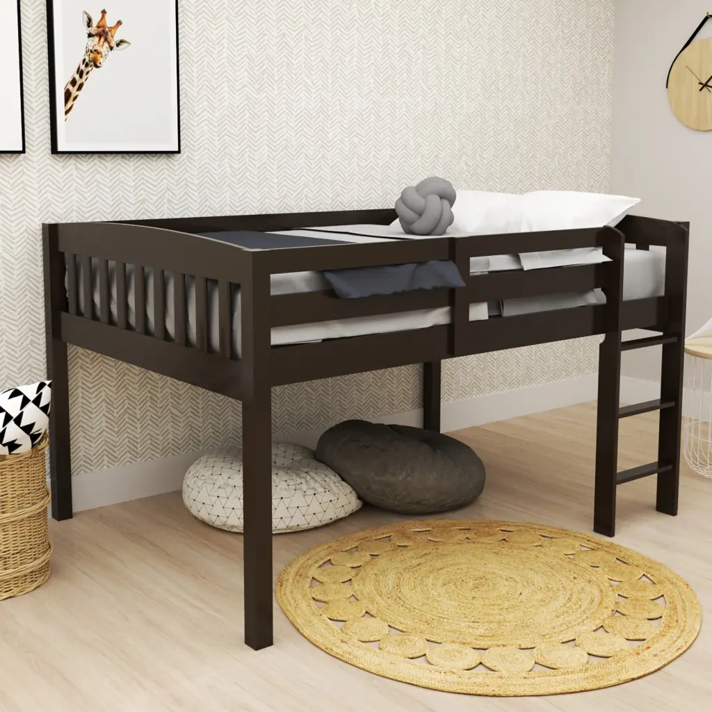 Elbruslow Cappucino Loft Bed Storage, Space Saver Full Dimensions Kids Bed - Multifunctional Loft Bed brazil sustainable s...