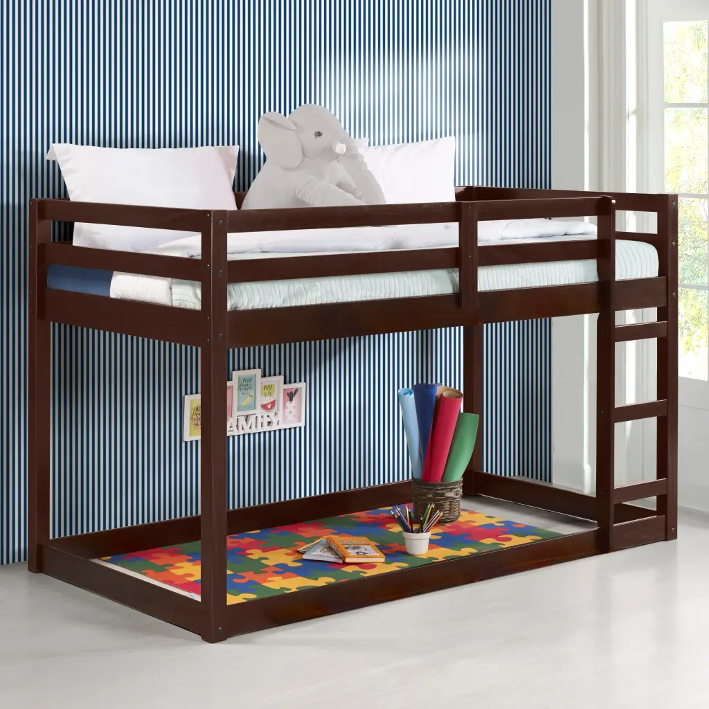 Espresso Twin Loft Bed Ladder Wooden Bedroom Furniture furniture max