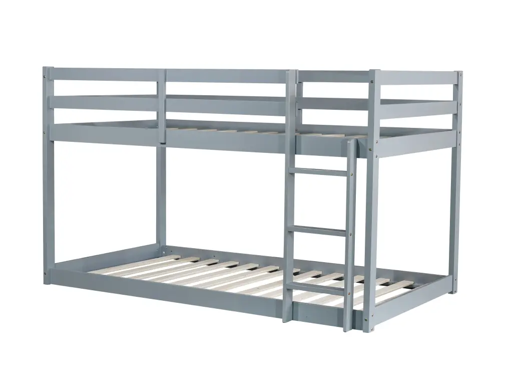 Solid Rubber Wood Twin Over Twin Loft Bed Ladder Kids Room inspirit