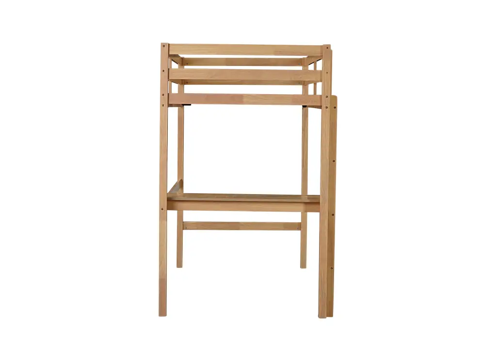 Twin High Loft Bed Rubber Wood Construction Safety Guardrail Space Saving inspirit
