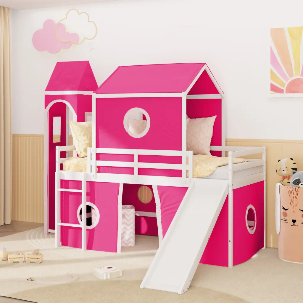 Twin Dimensions Loft Bed Slide Pink Tent And Tower lucky furniture