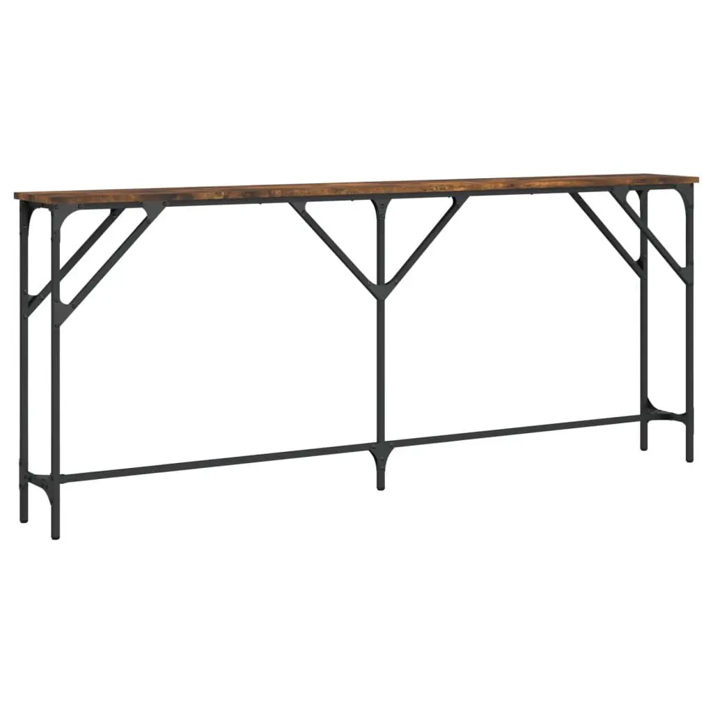 Extra Long Smoked Oak Console Table 70.9 Inch Engineered Wood Hallway Table