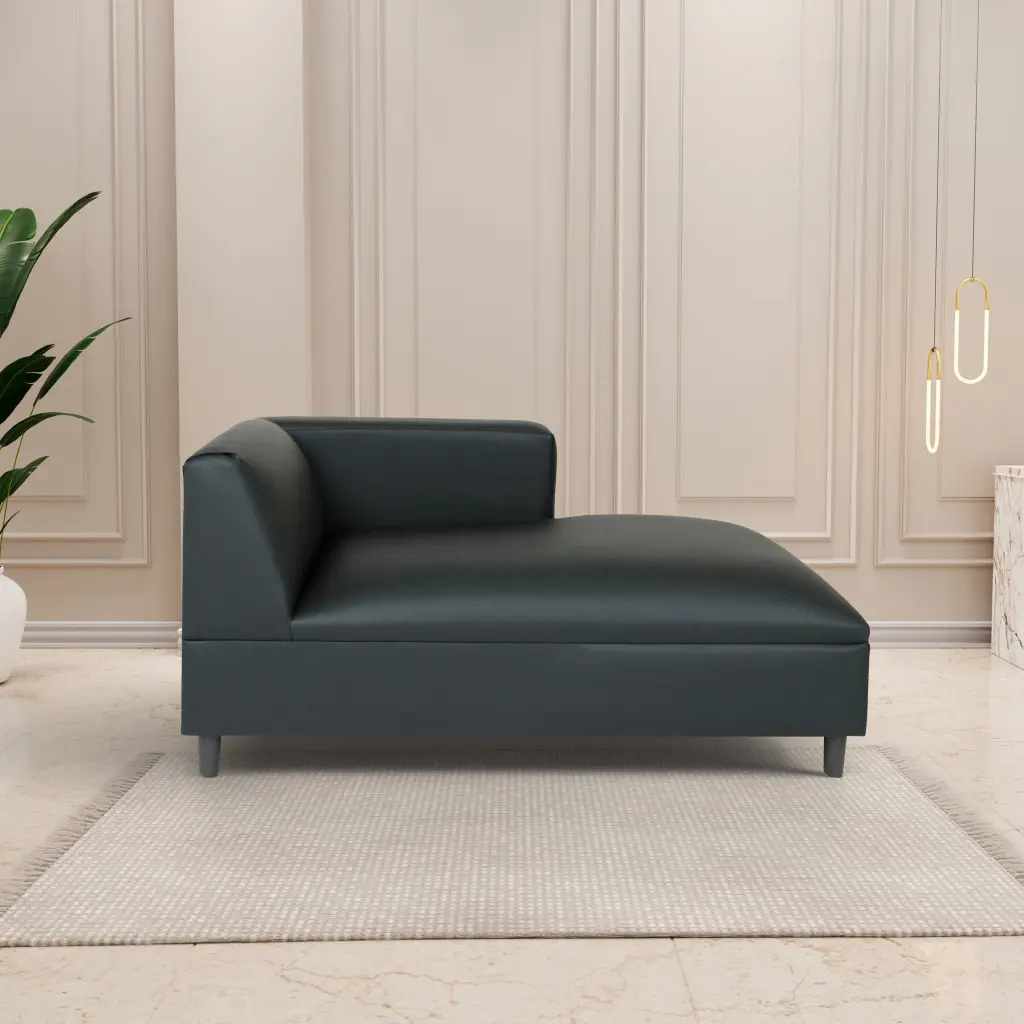 Black Faux Leather Lounger, Modern Lounger Living Room, Bedroom And Office american-made seating