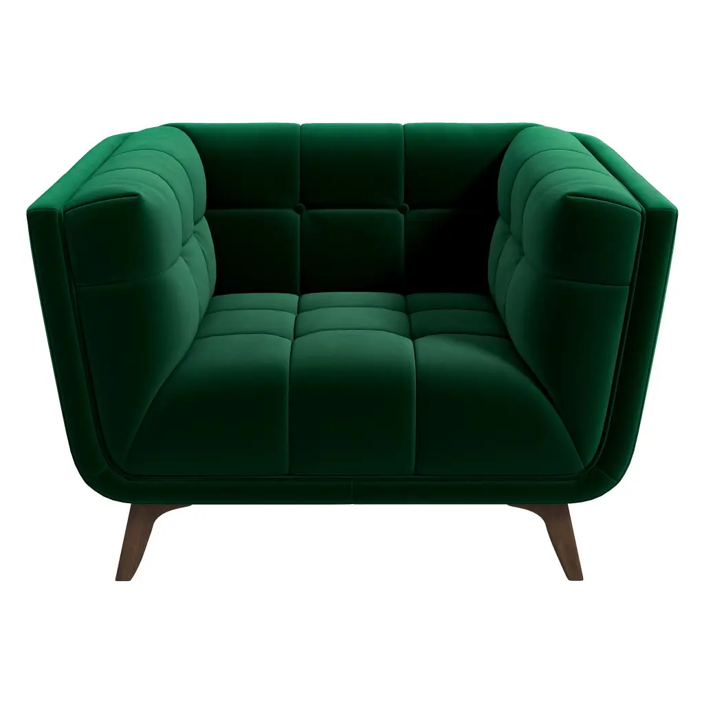Addison Lounge Chair Dark Green Velvet Timber Brown Wood ashcroft furniture