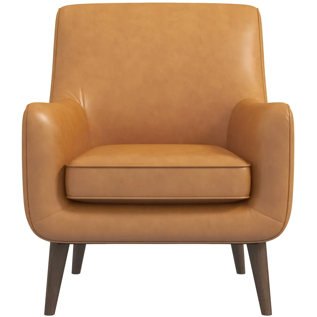 Alex Tan Leather Lounge Chair Beige Leather Upholstery ashcroft furniture
