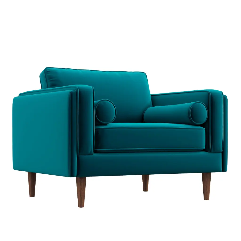 Amber Velvet Lounge Chair Blue Velvet ashcroft furniture