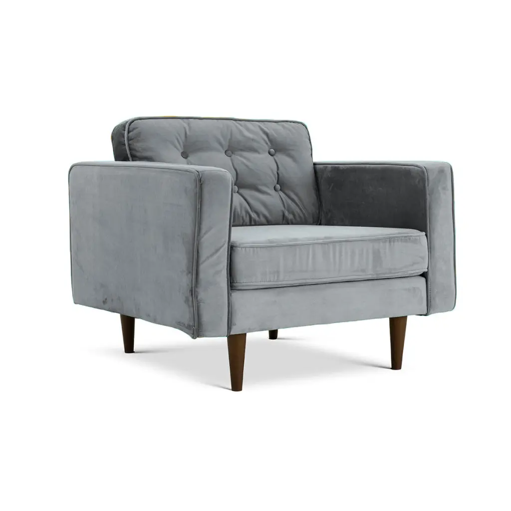 Casey Velvet Lounge Chair Grey Fabric ashcroft furniture