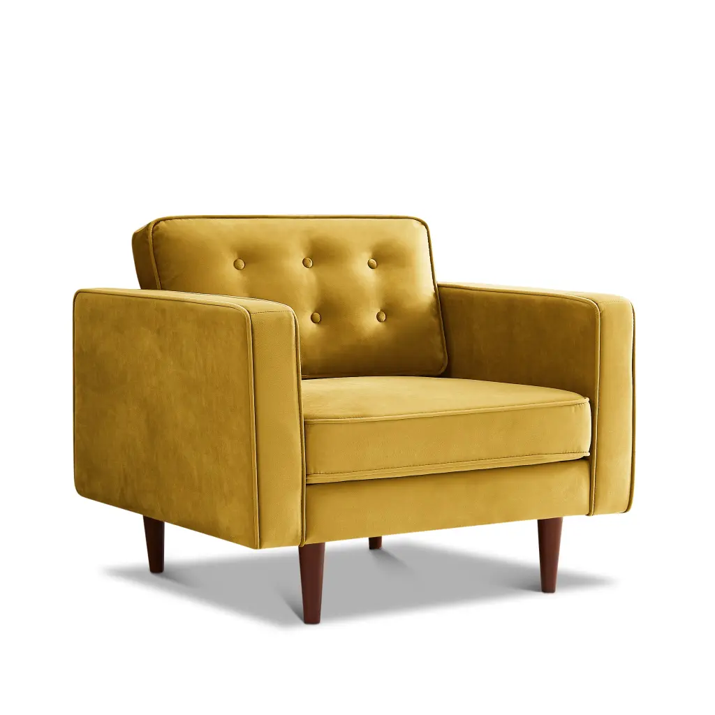 Casey Velvet Lounge Chair Yellow Velvet ashcroft furniture