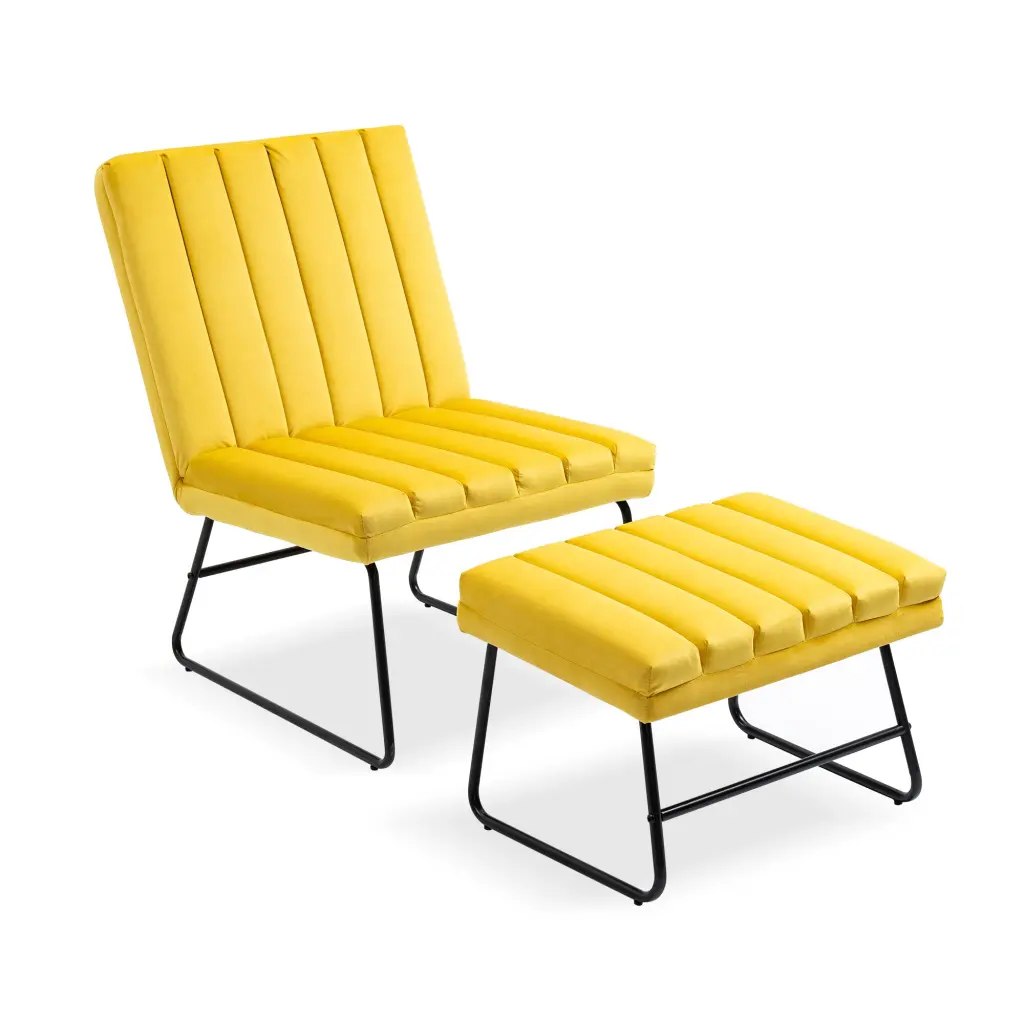 Yellow Modern Lazy Lounge Chair Contemporary Single Leisure Upholstery bn smart home w1164