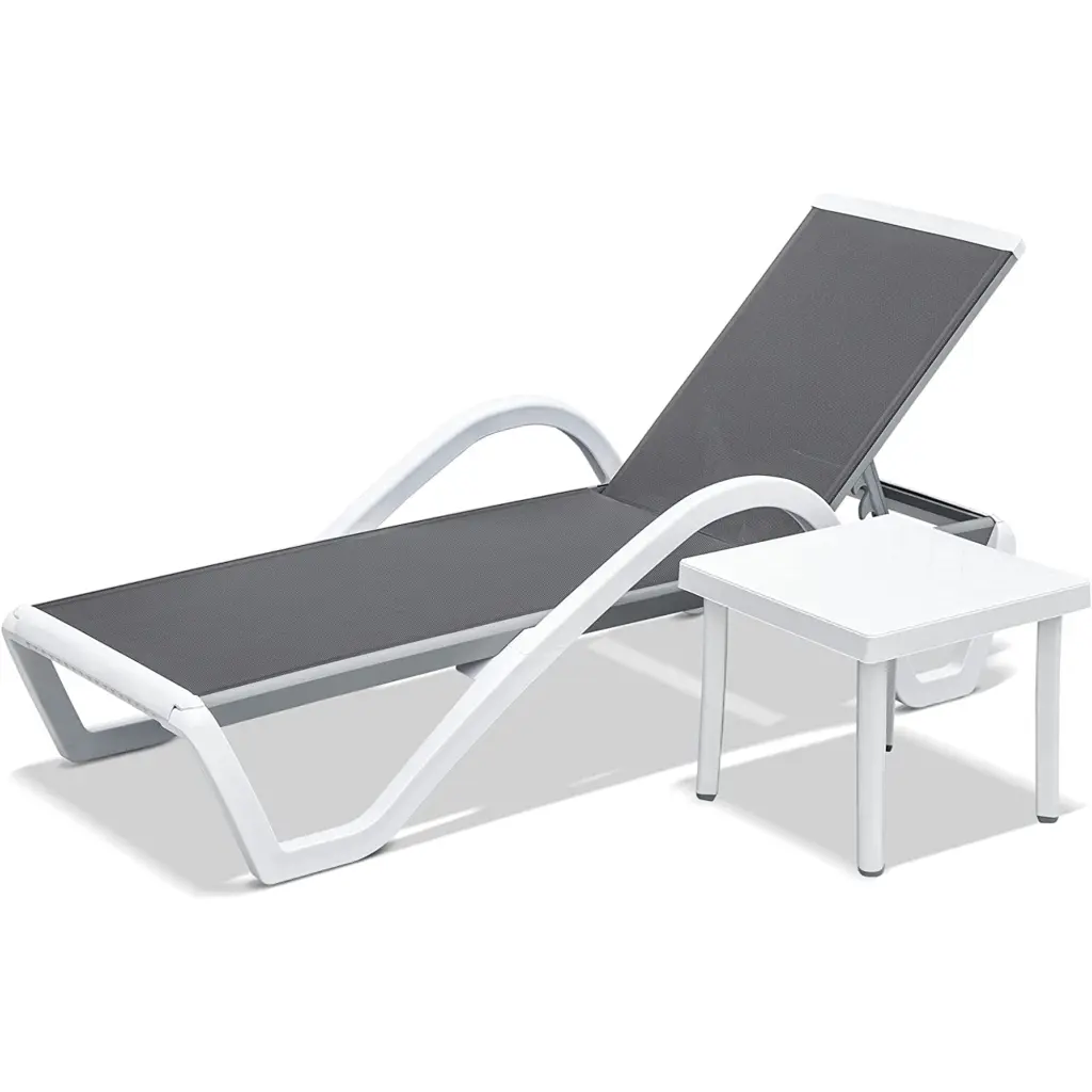 Adjustable Aluminum Patio Chaise Lounge Armrests Poolside crefise patio life