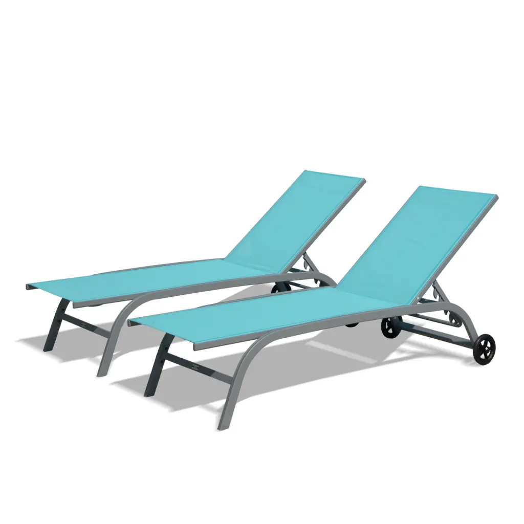Chaise Lounge Outdoor Set 2 Wheels crefise patio life