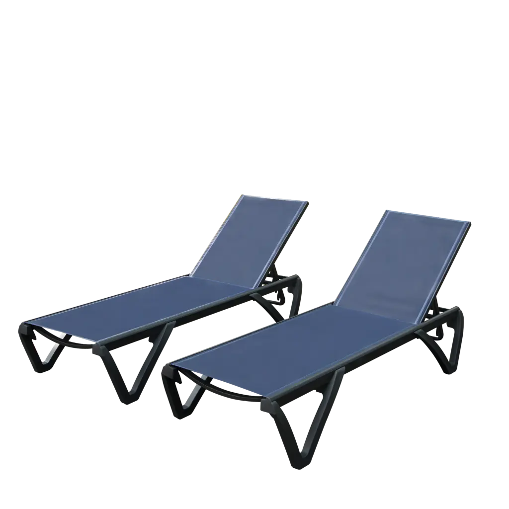 Outdoor Lounge Chair 2 Pieces Aluminum Plastic Patio Chaise Lounge Cushion crefise patio life
