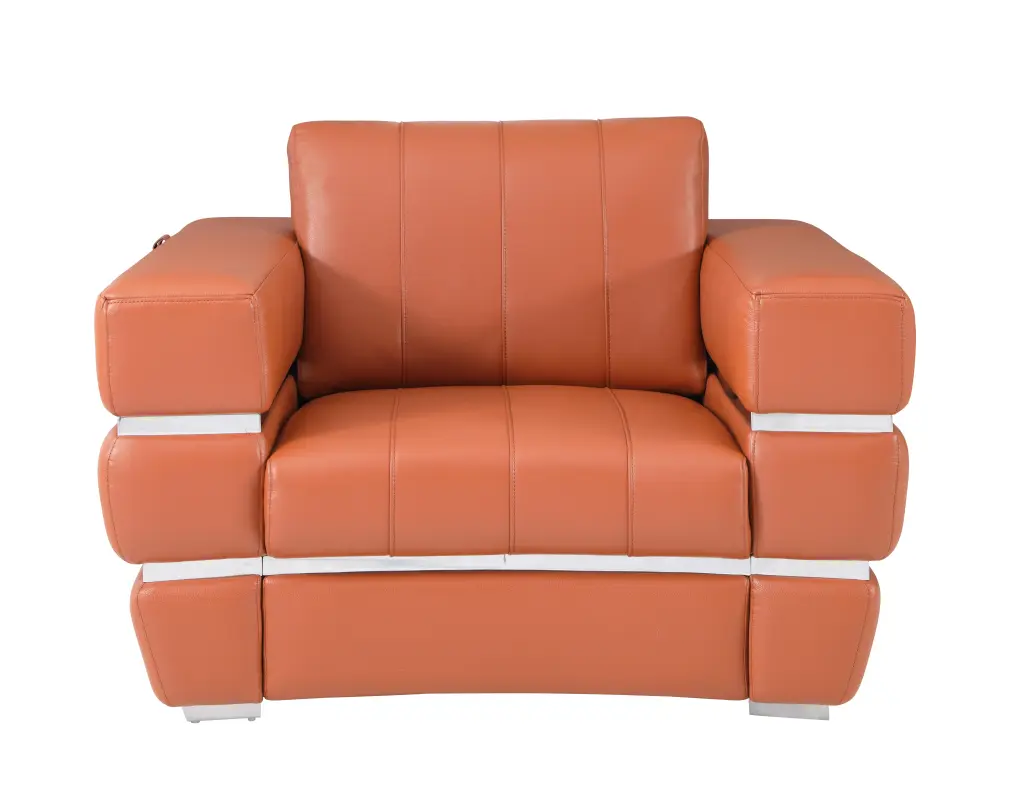 Top Grain Italian Leather Chair Camel Foam Leather Luxury Lounge Chair global united