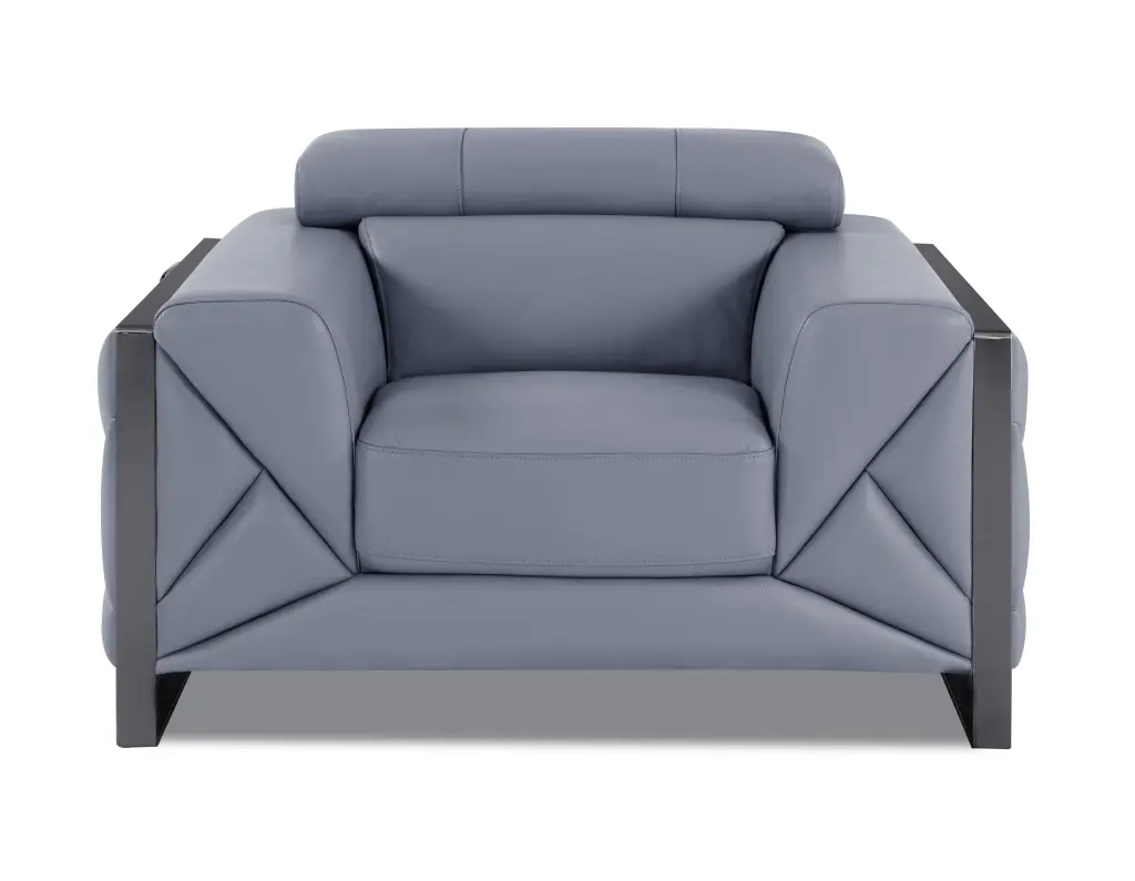 Top Grain Italian Leather Chair Light Blue Foam Leather global united