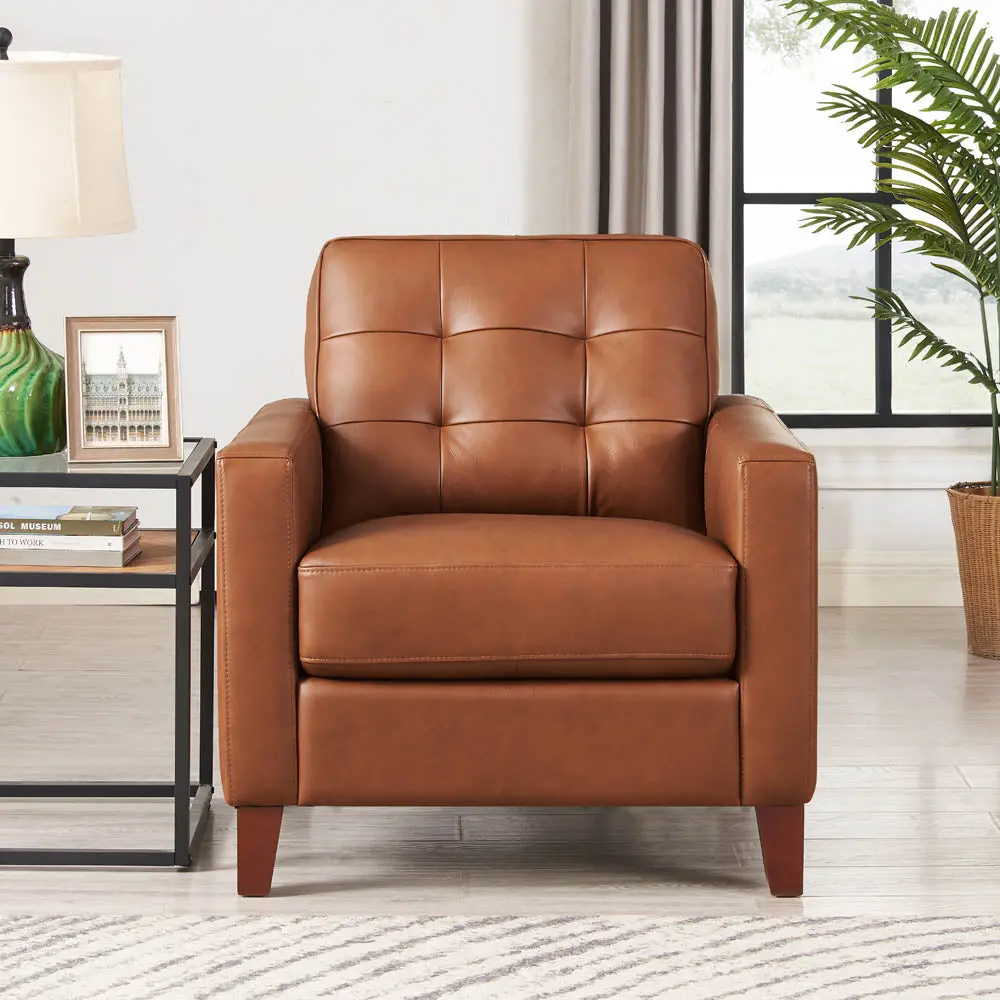 Aiden Leather Chair Brown Memory Foam and Authentic Leather hydeline furniture