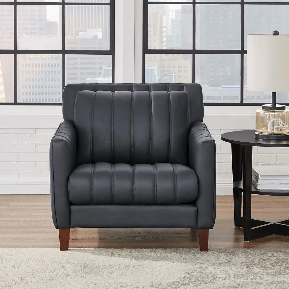 Ennis Leather Chair Gunmetal Frame and Down Filling Authentic Leather hydeline furniture