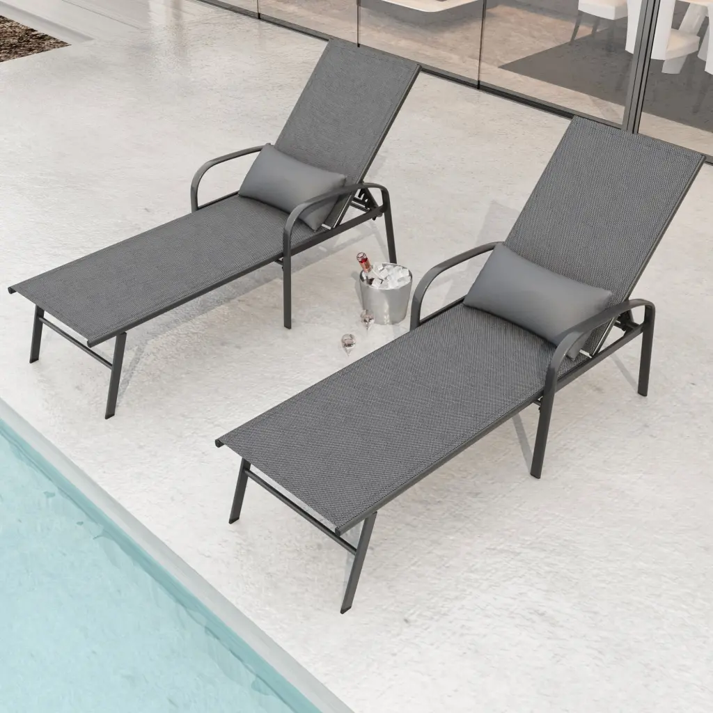 2 Pieces Set Outdoor Patio Swimming Pool Lounge Gray Color Pillow ipro outdoor furniture