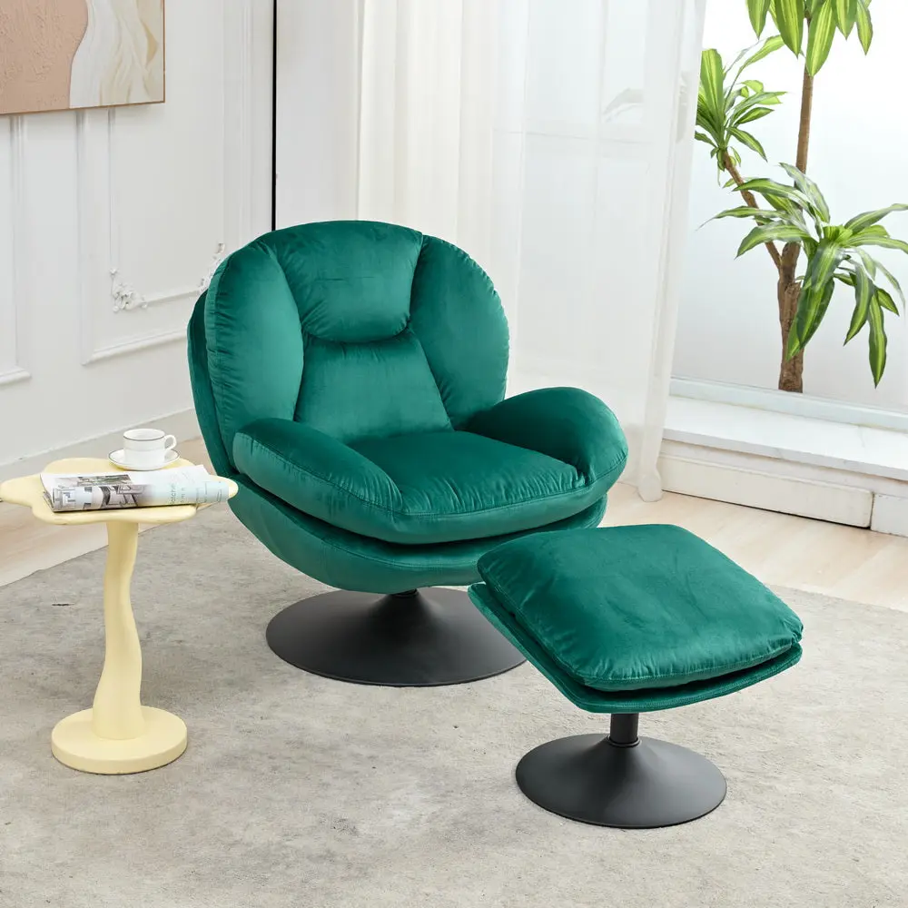 39 Inch Rocking and Swivel Leisure Lounge Chair Velvet Green Color levin furniture
