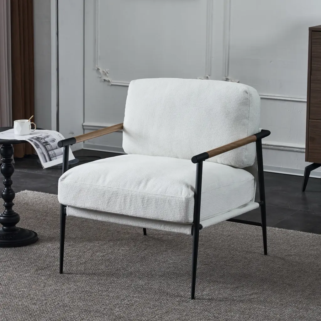 Leisure Chair Lounge Chair Velvet White Hue White Material levin furniture