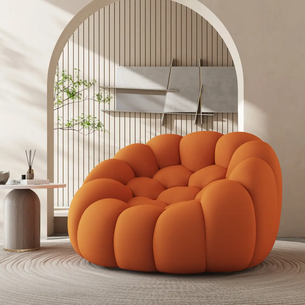 47 Inch Lazy Floor Sofa, Curved Bubble Chair, Oversized Single Bubble Sofa modasi