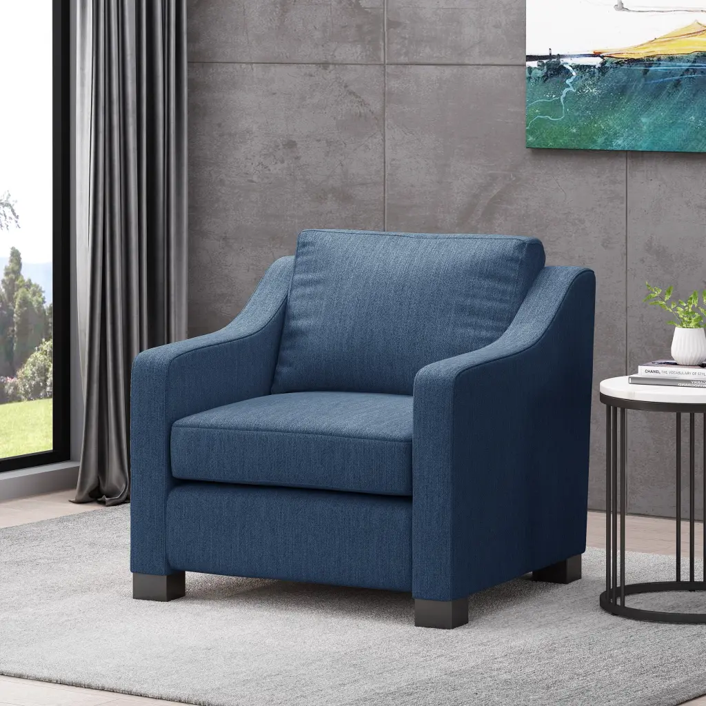 Navy Blue Club Chair 1 Seat Modern Living Room Furniture nh-home living