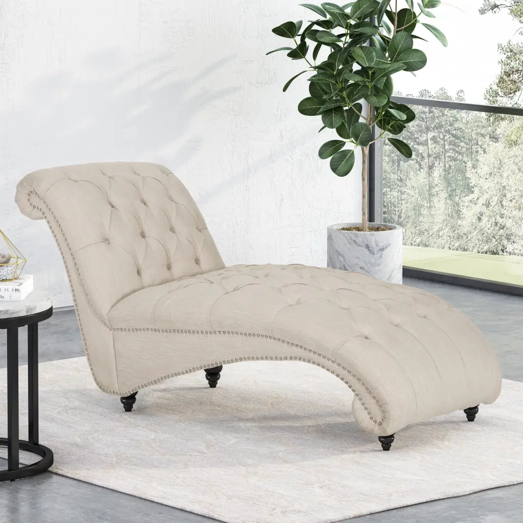 Beige Chaise Lounge - Single Seat Upholstered Lounge Chair Living Room nh-ihave