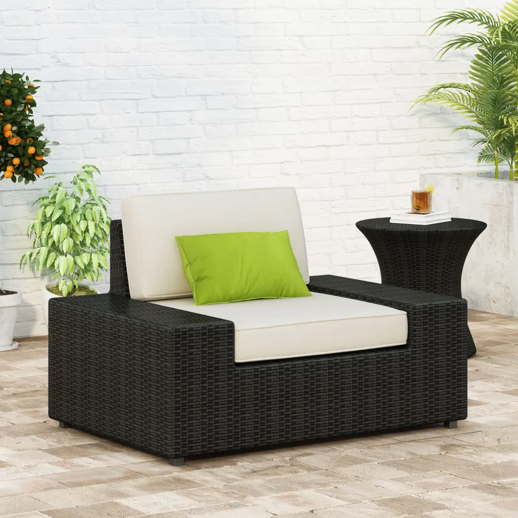 Santa Cruz Club Chair Grey White Pe Rattan Ferrous Metal Water Resistant nh-kisa
