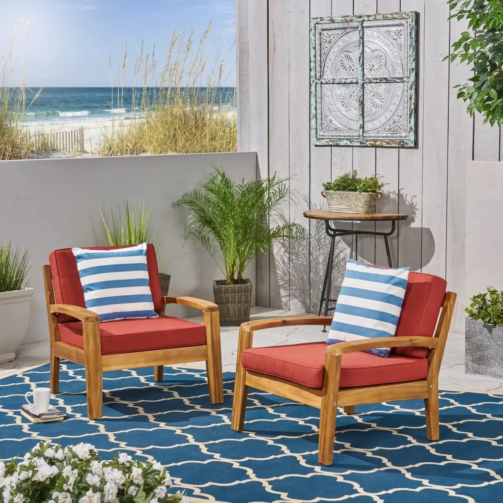 Grenada Club Chair Red Water-resistant Upholstered Lounge Chair nh-purenest