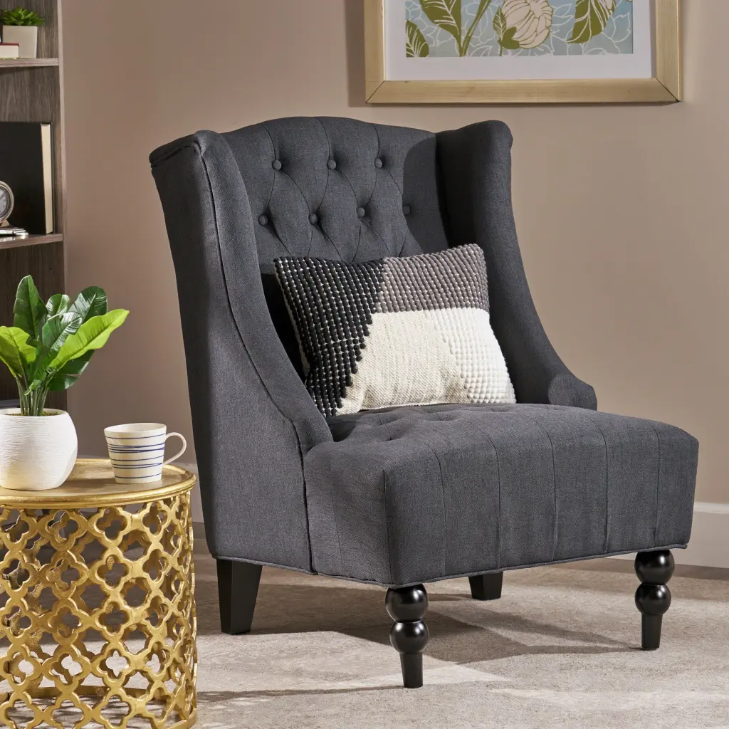 Toddman Hi Back Club Chair Charcoal - Comfortable Lounge Chair Living Room nh-purenest